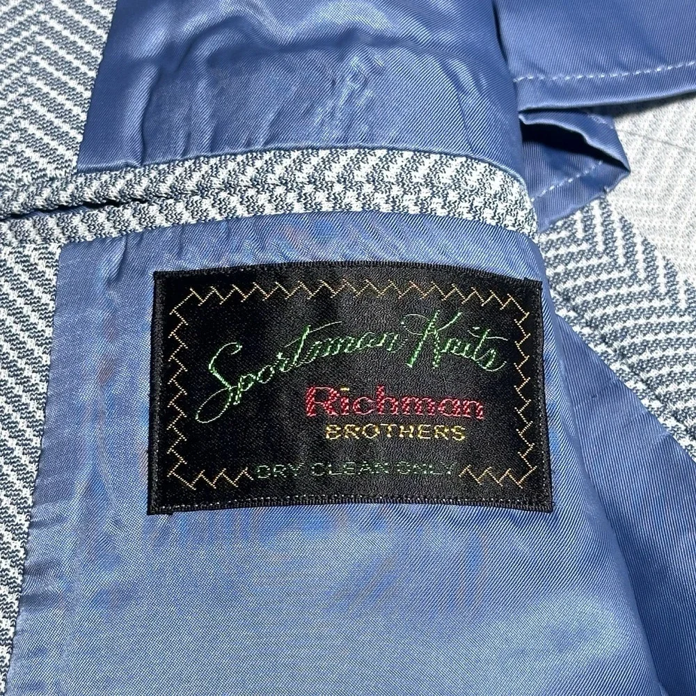 Vintage 70s Richman Brothers Herringbone Sportsman Knit Blazer 39S Made in Japan